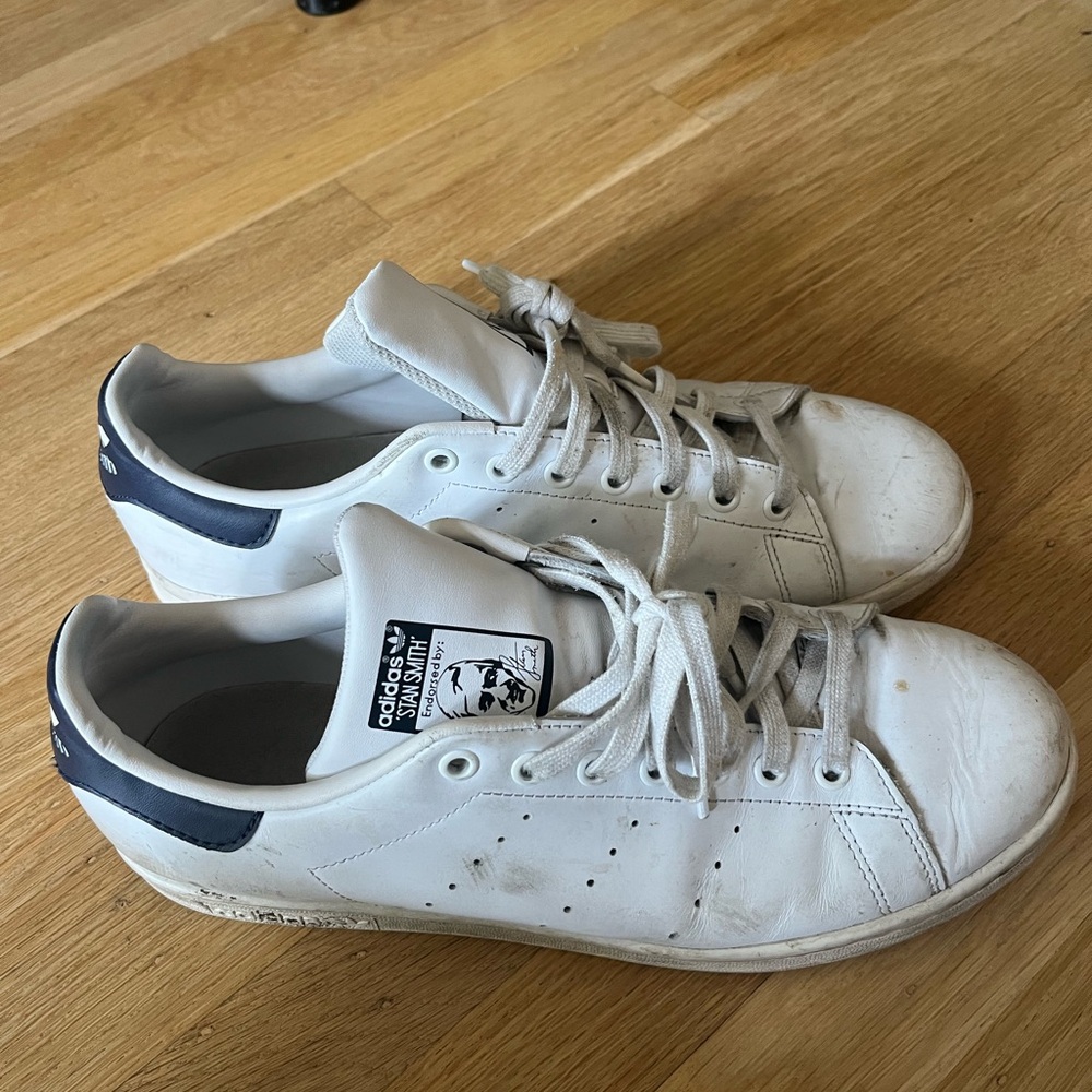 Vintage Adidas Stan Smith Tennis Shoes Men’s 10.5 Court Shoes White Navy